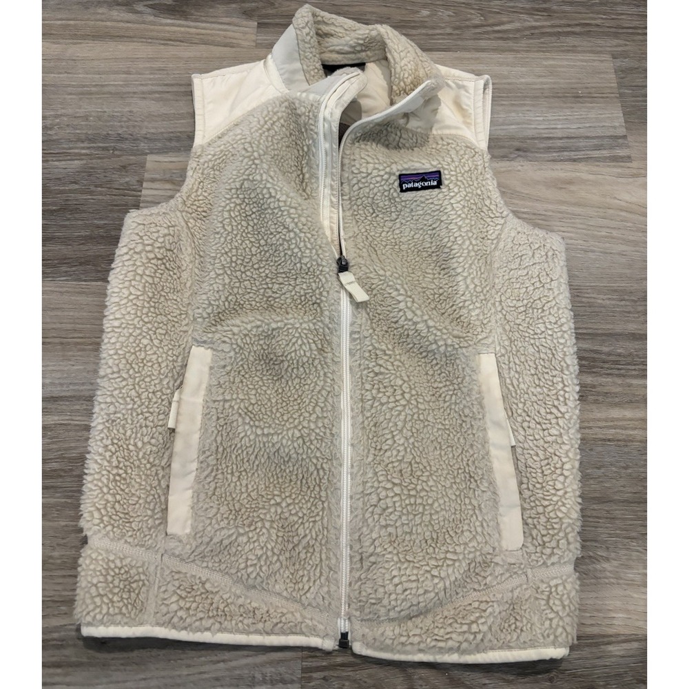 PATAGONIA Women's Small Classic Retro X Beige Sherpa Fleece Vest Full-Zip